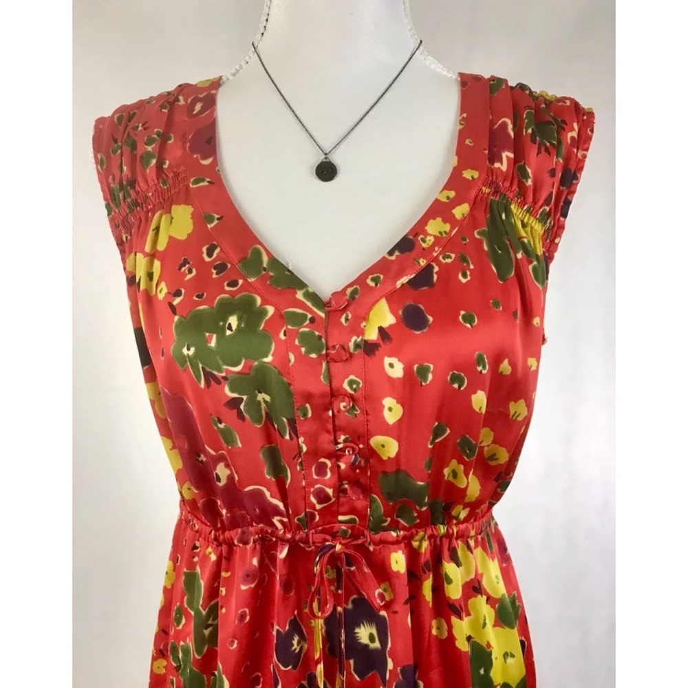 CABI Red Floral Sleeveless Tunic Blouse - Picture 2 of 7